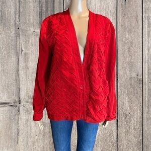 Vintage 90s Three Flaggs Button Cardigan Red